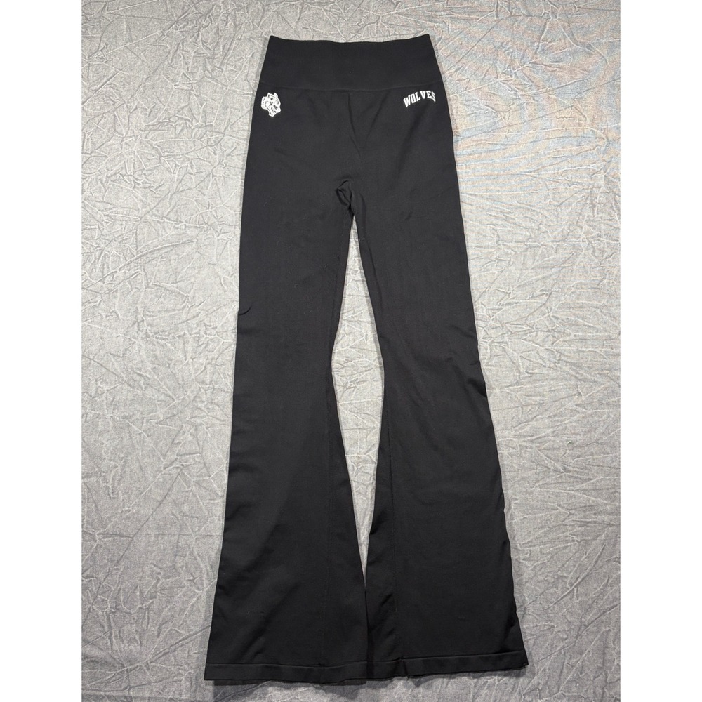 Darc Sport Leggings Women M Black Wolves Flare High Waist Scrunch Butt Athletic